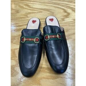 Gucci Princetown Slippers Women's 6.5 Black Leather Slip-On Walking Shoes L1